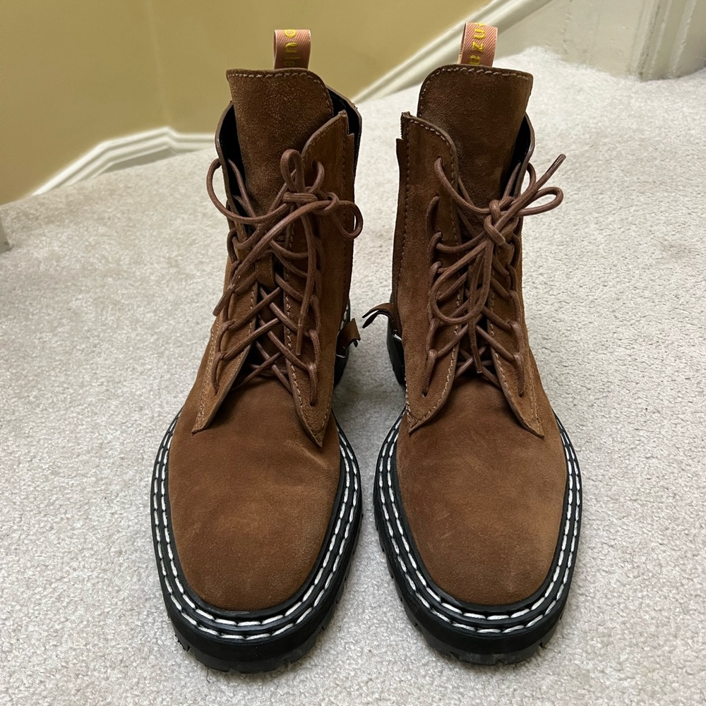 Proenza Schouler Brown Suede Lace Up Ankle Boots